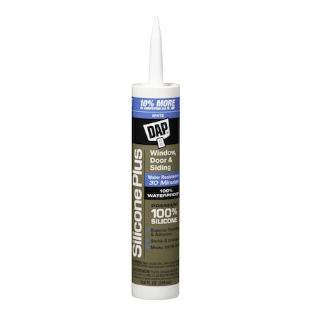 Silicone Plus DAP White Silicone Rubber Door	 Siding and Window Sealant 10.1 oz 08780
